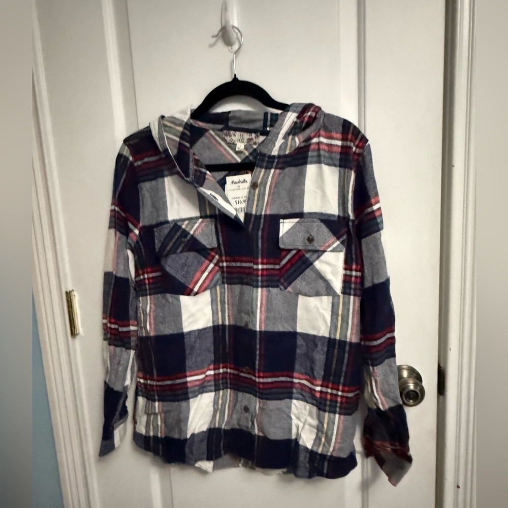 Pink Rose Multicolor Plaid Shirt Size Large NWT